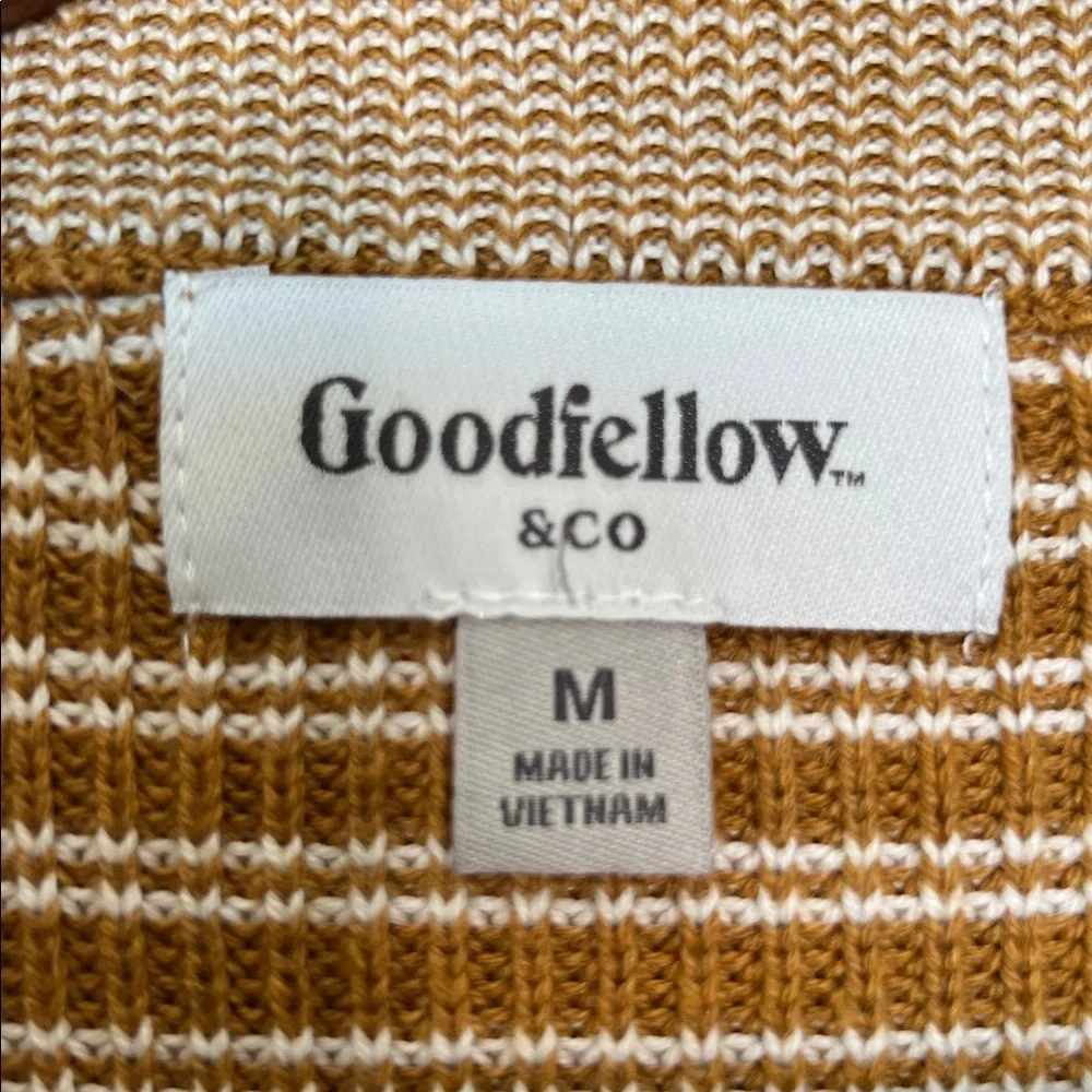 Goodfellow & Co Striped Crewneck Sweater Tan Beige Neutral Men’s Medium NWOT